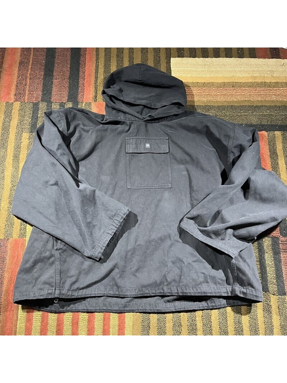 Yeezy Gap Coated Cotton Anorak Mens L Black Hooded Jacket